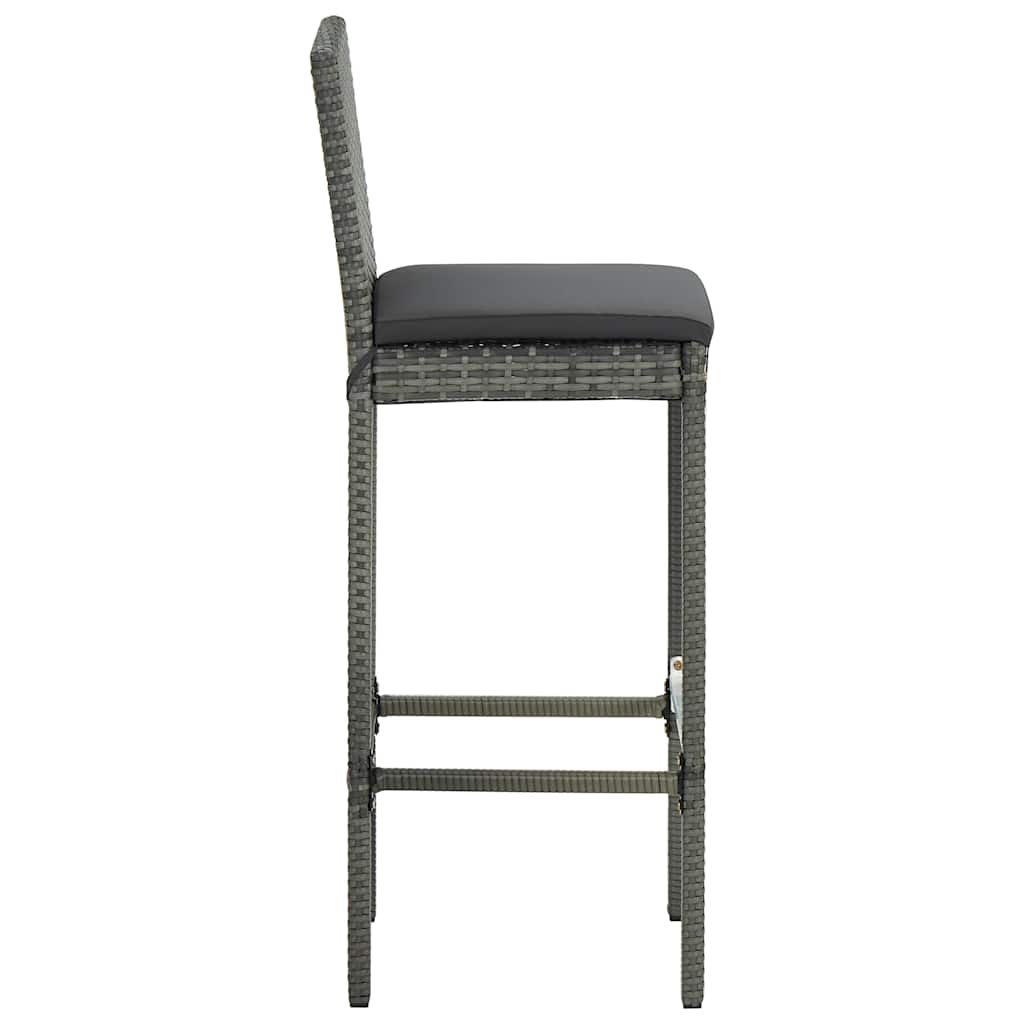 Set da Bar da Giardino 5 pz con Cuscini in Polyrattan Grigio
