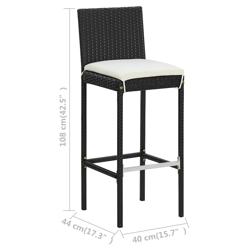 Set Bar da Giardino 3 pz con Cuscini Nero
