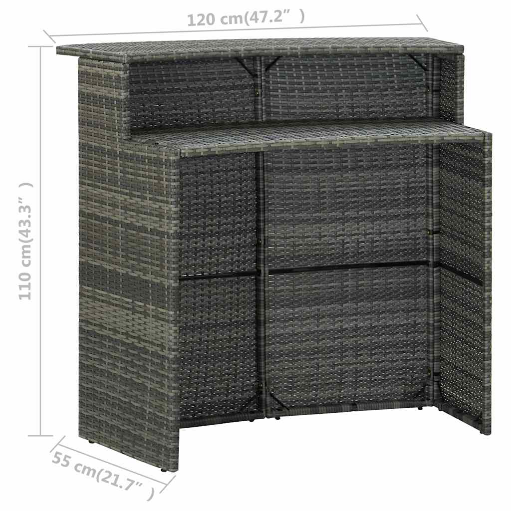 Set Bar da Giardino 5 pz con Cuscini Grigio