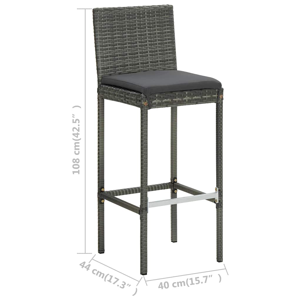 Set Bar da Giardino 5 pz con Cuscini Grigio