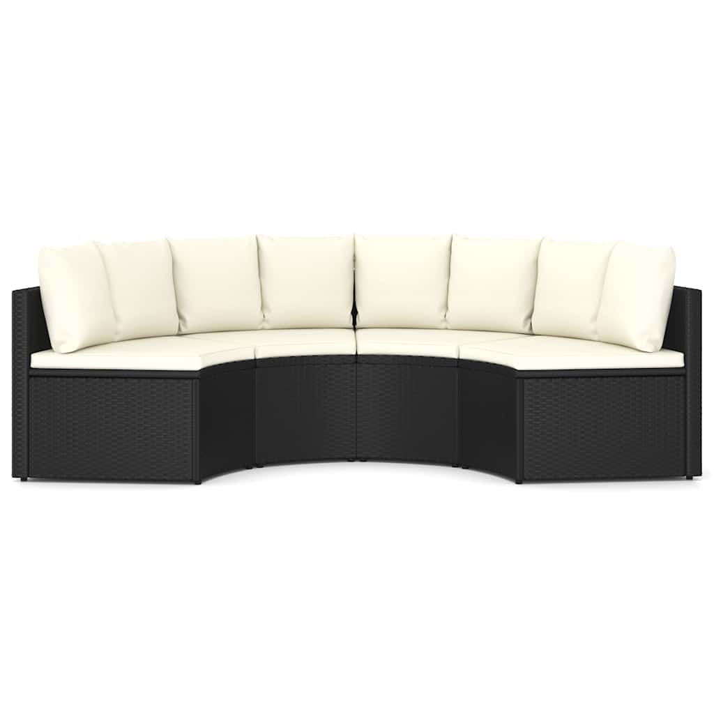 Set Divani da Giardino 4 pz con Cuscini in Polyrattan Nero