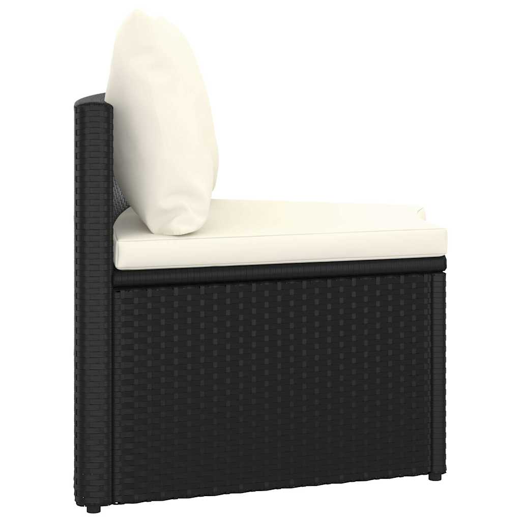 Set Divani da Giardino 4 pz con Cuscini in Polyrattan Nero