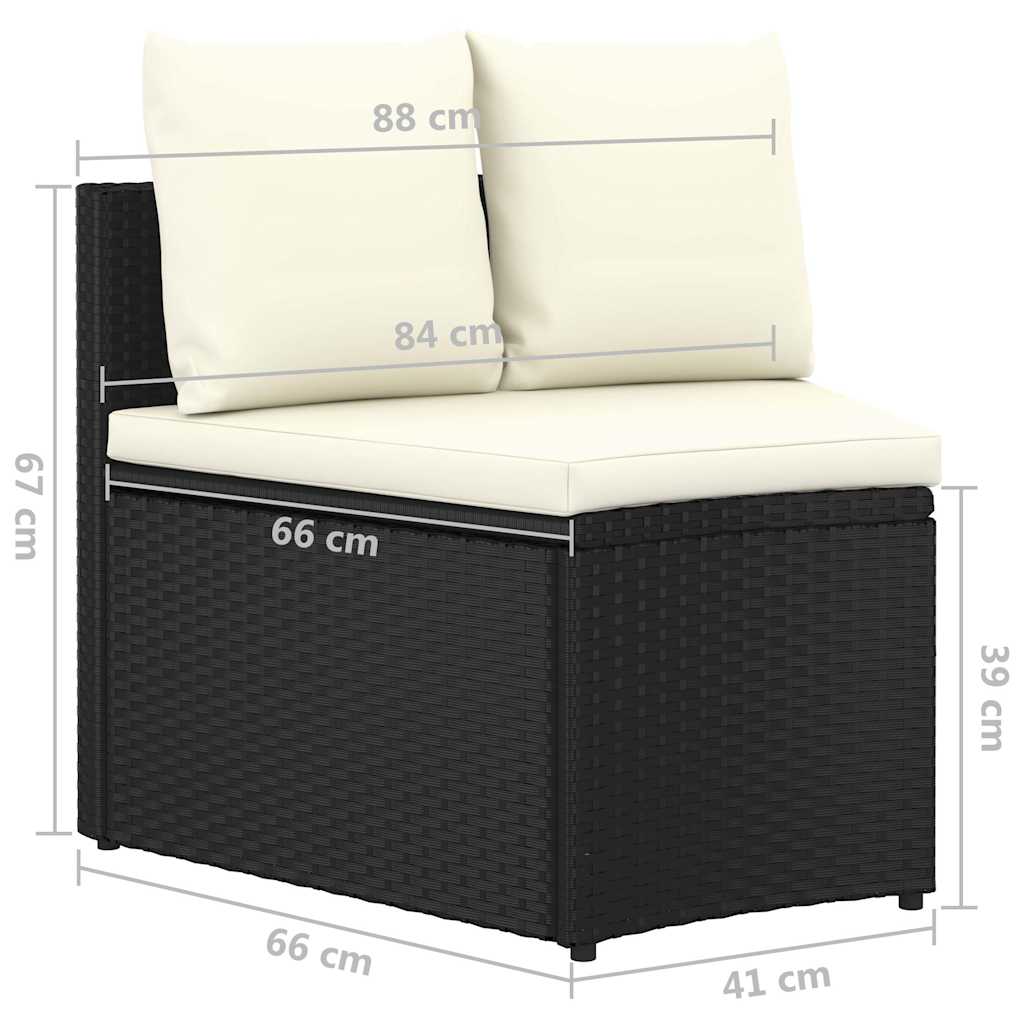 Set Divani da Giardino 4 pz con Cuscini in Polyrattan Nero