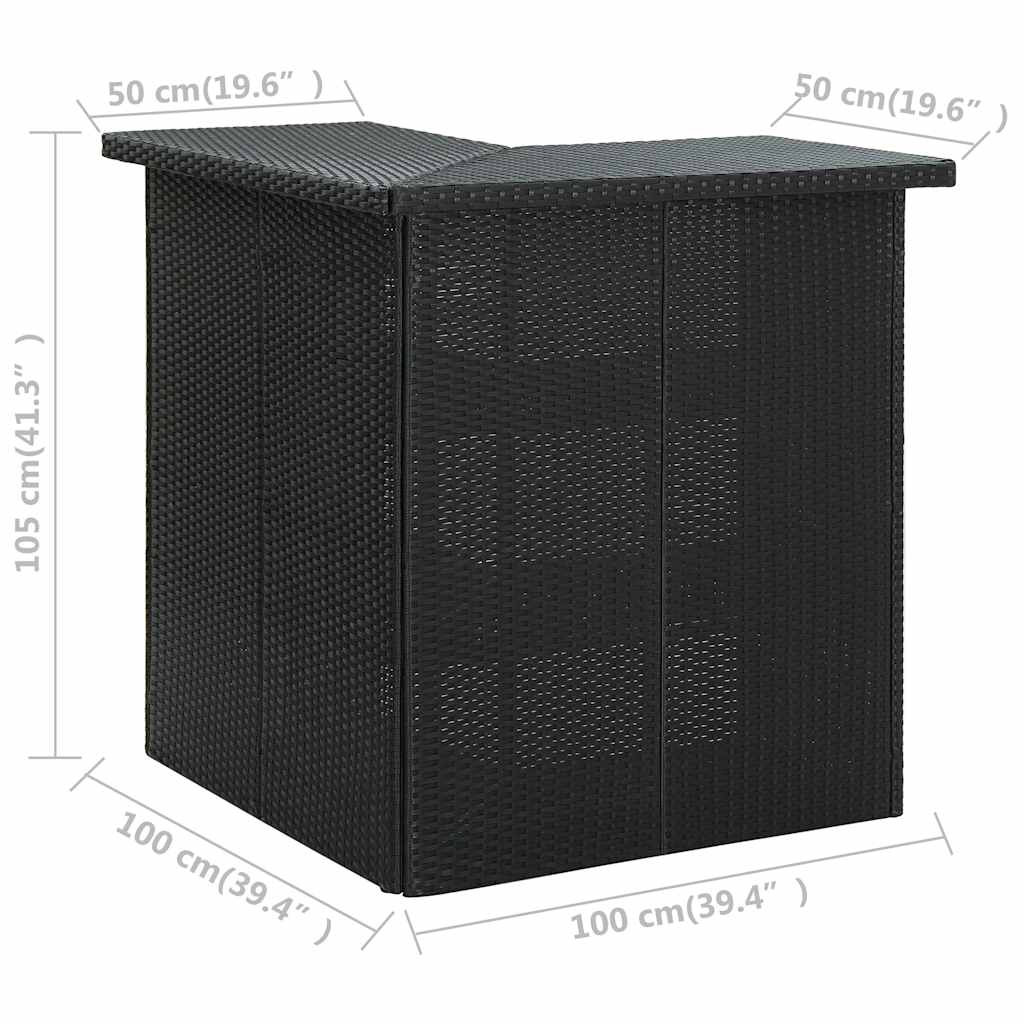 Set da Bar da Giardino 4 pz con Cuscini in Polyrattan Nero