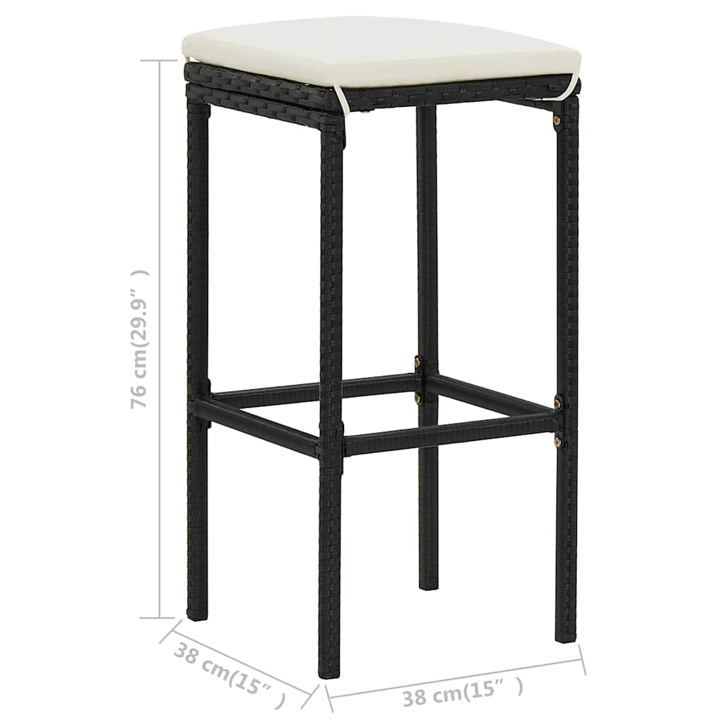 Set da Bar da Giardino 4 pz con Cuscini in Polyrattan Nero