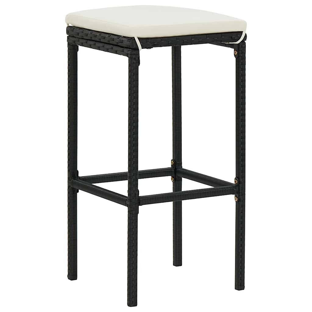 Set da Bar da Giardino 4 pz con Cuscini in Polyrattan Nero