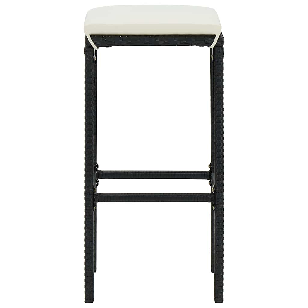 Set da Bar da Giardino 4 pz con Cuscini in Polyrattan Nero