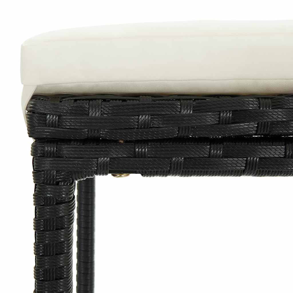 Set da Bar da Giardino 4 pz con Cuscini in Polyrattan Nero