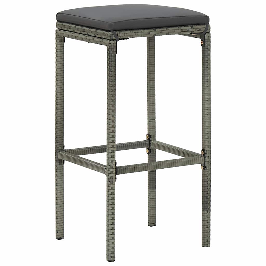 Set Bar da Giardino 4pz con Cuscini in Polyrattan Grigio