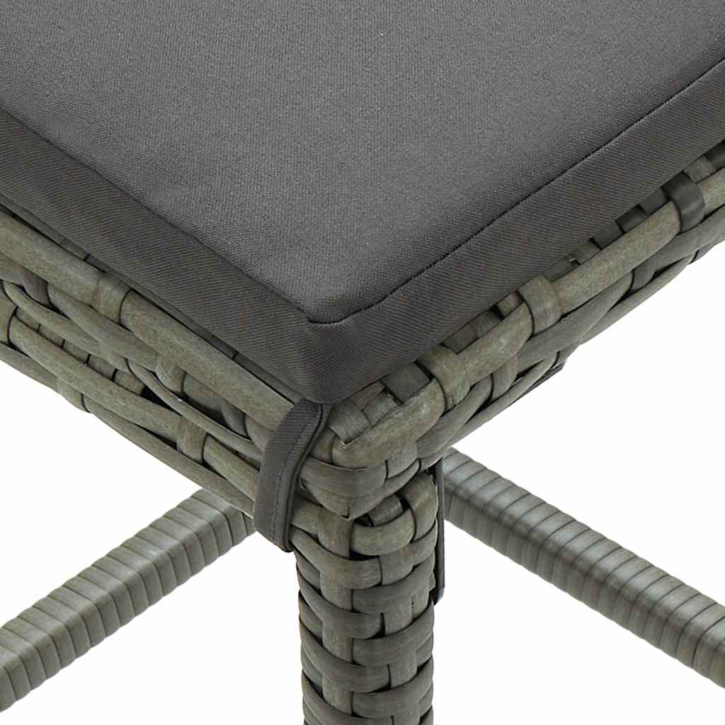 Set Bar da Giardino 4pz con Cuscini in Polyrattan Grigio
