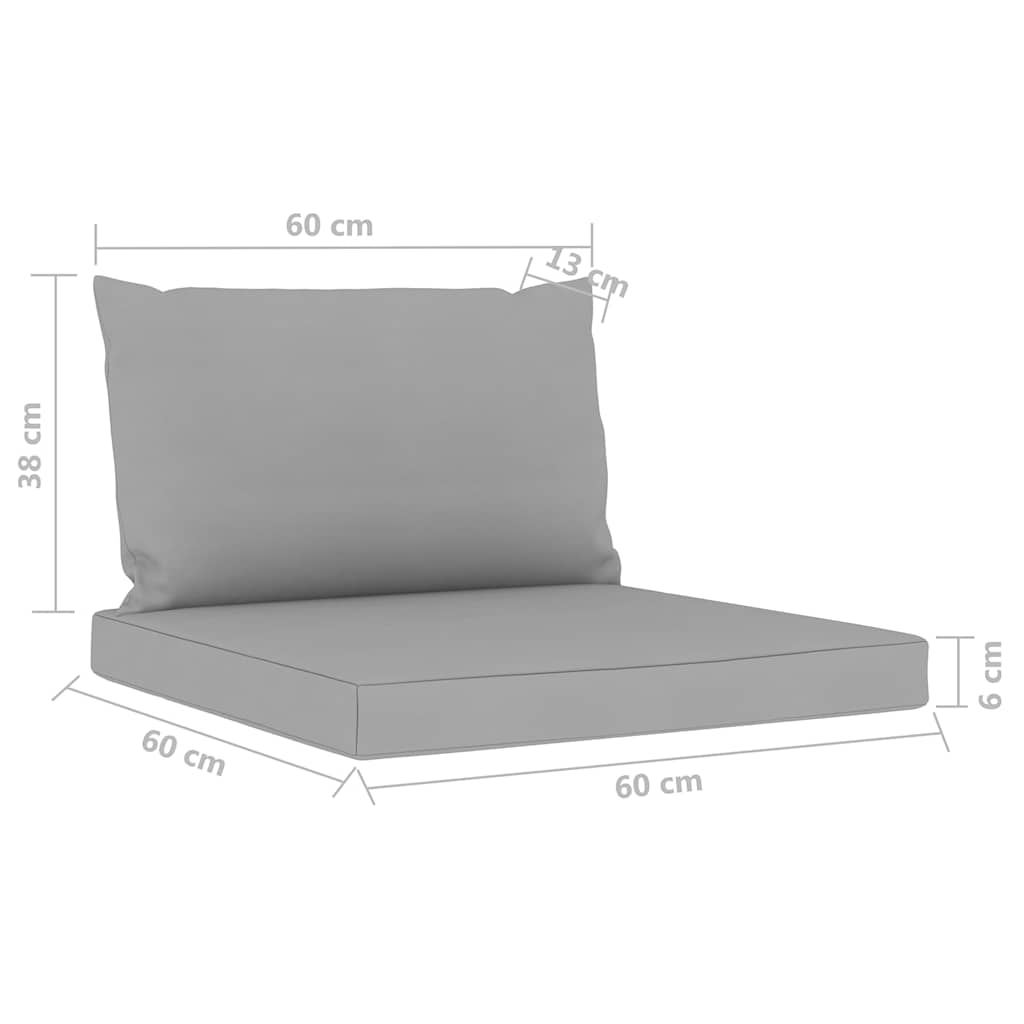 Set Salotto da Giardino 6 pz con Cuscini Grigi