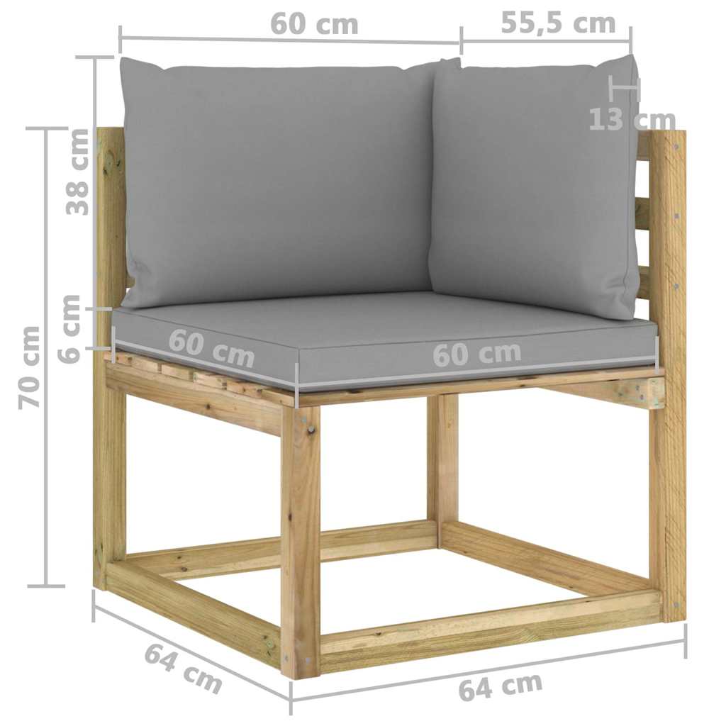 Set Salotto Giardino con Cuscini 7 pz in Pino Impregnato