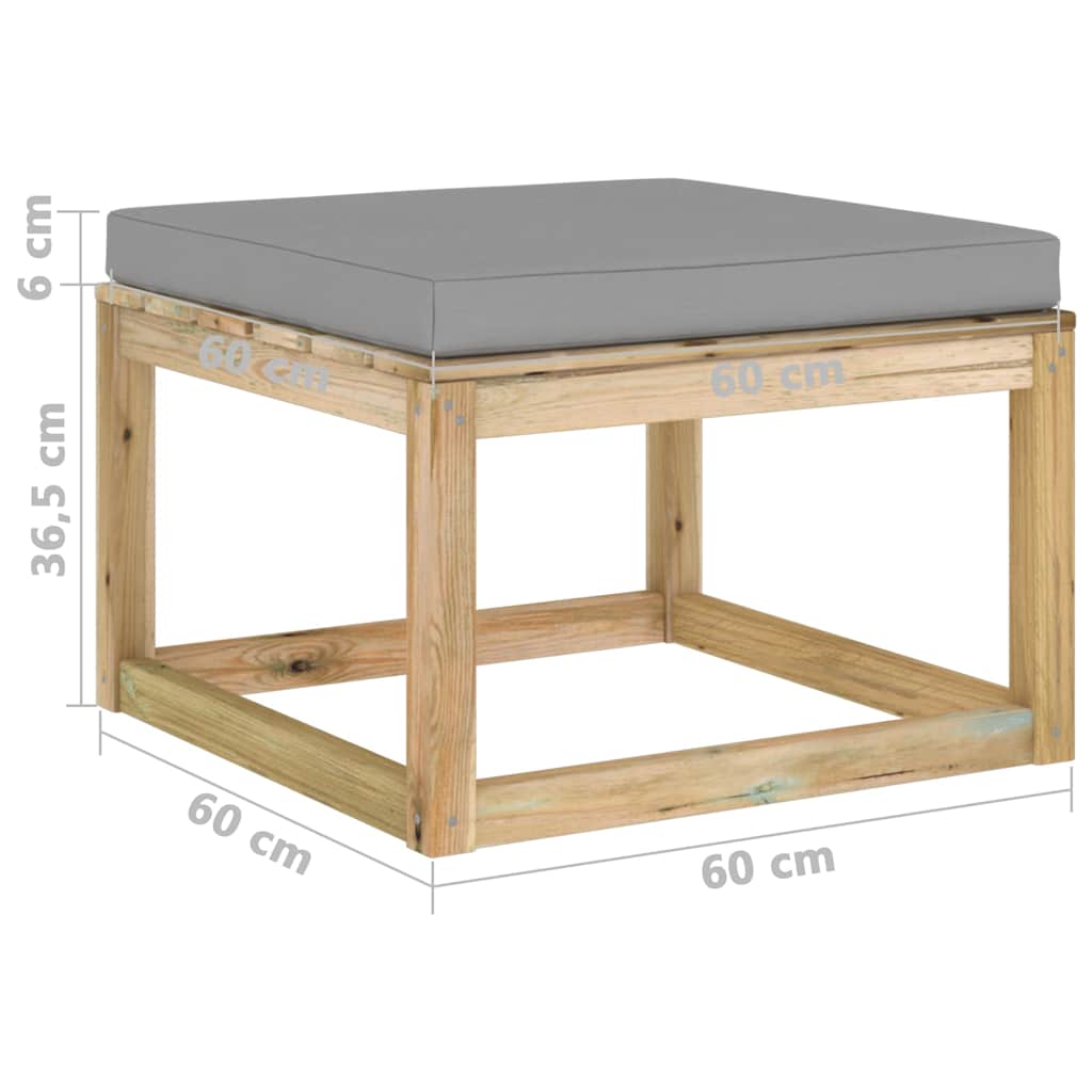 Set Salotto Giardino con Cuscini 7 pz in Pino Impregnato