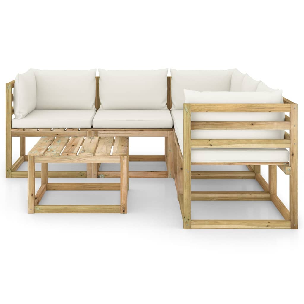 Set Divani da Giardino 6 pz con Cuscini Crema