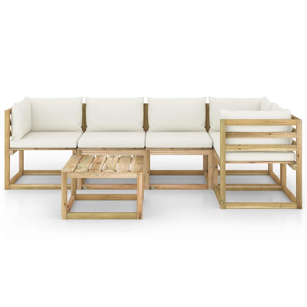 Set Divani da Giardino 6pz con Cuscini Legno di Pino Impregnato