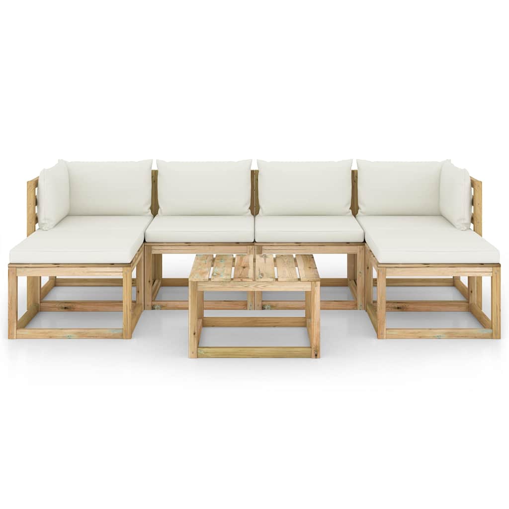Set Salotto Giardino con Cuscini 7 pz in Pino Impregnato