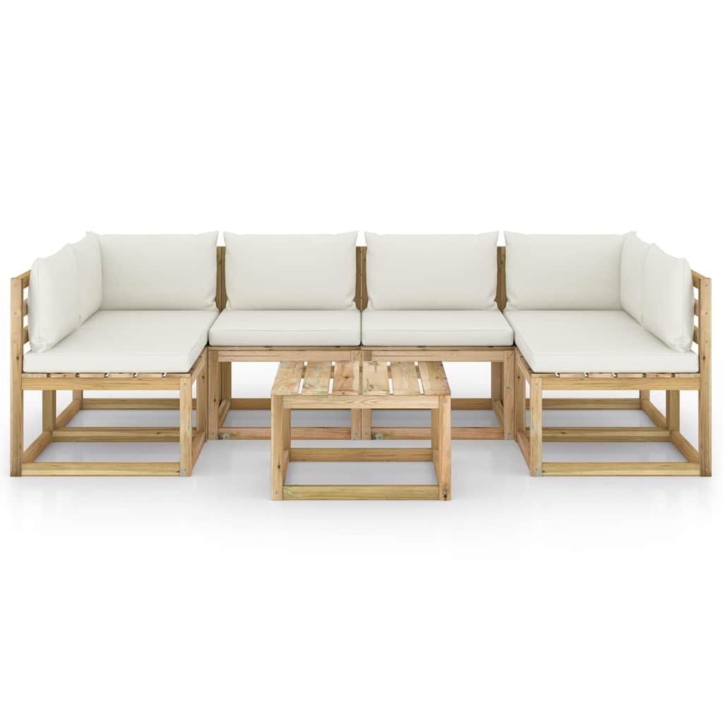 Set Salotto Giardino con Cuscini 7 pz in Pino Impregnato