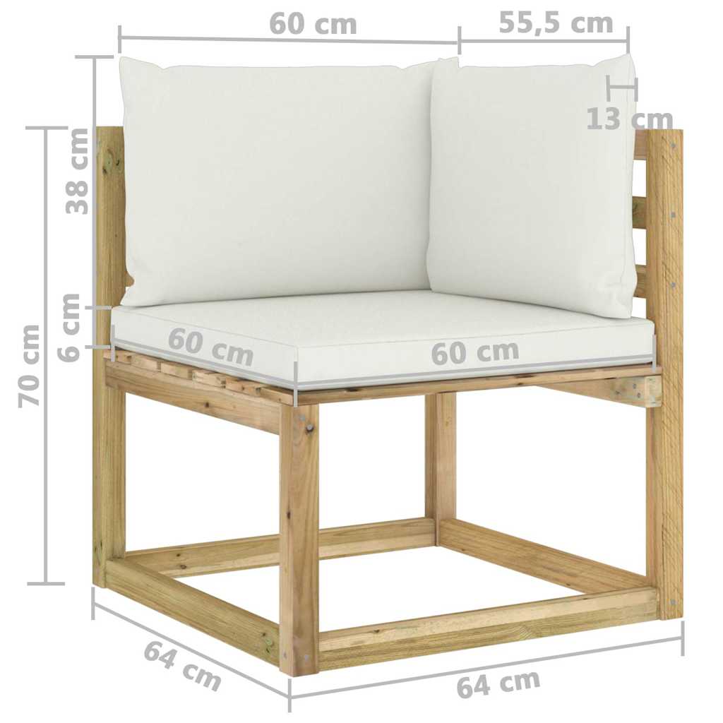 Set Salotto Giardino con Cuscini 7 pz in Pino Impregnato