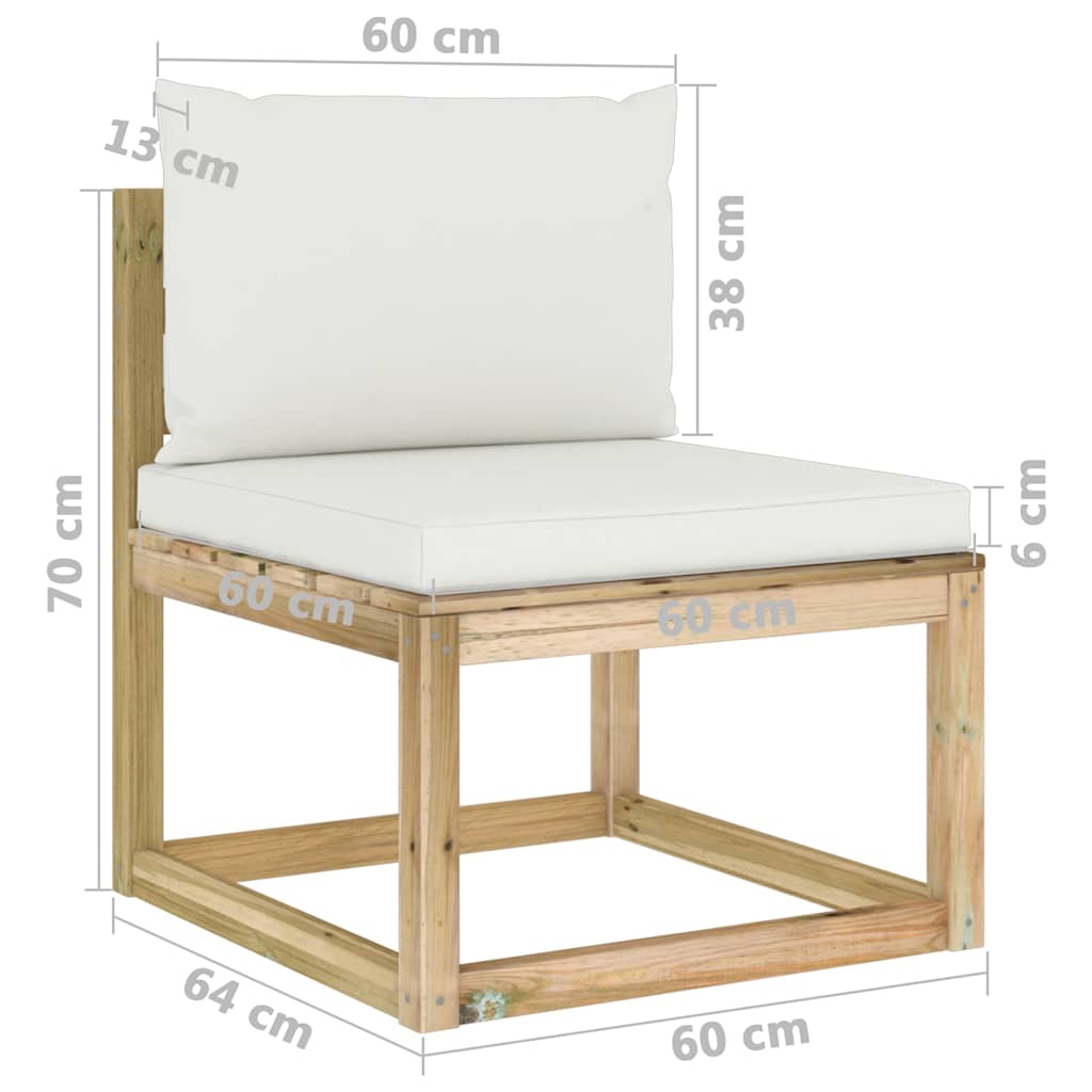 Set Salotto Giardino con Cuscini 7 pz in Pino Impregnato
