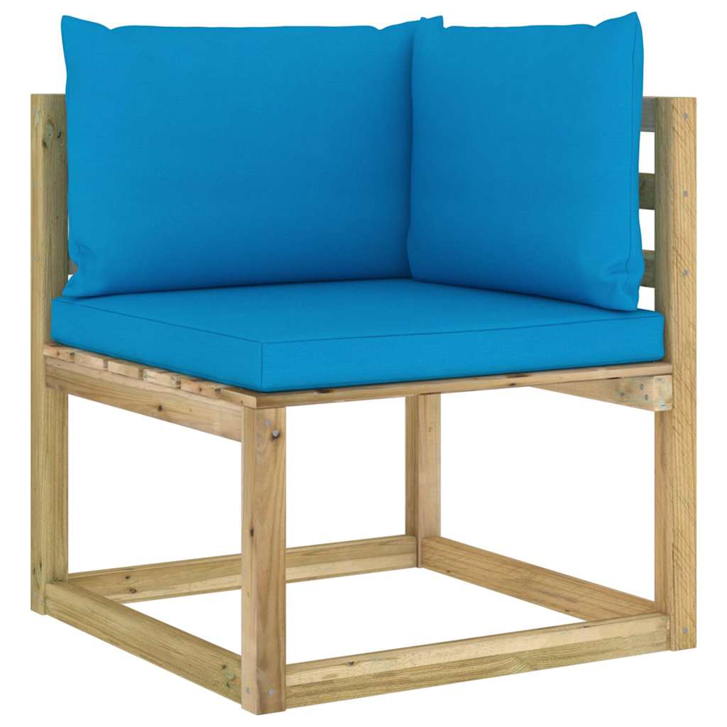 Set Salotto Giardino con Cuscini 7 pz in Pino Impregnato