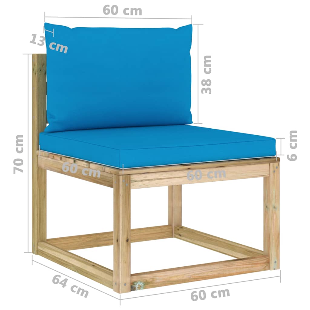 Set Salotto Giardino con Cuscini 7 pz in Pino Impregnato