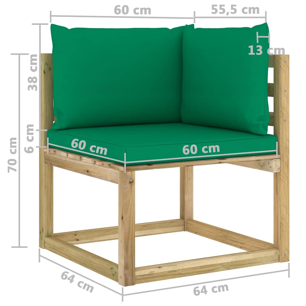 Set Salotto Giardino con Cuscini 7 pz in Pino Impregnato