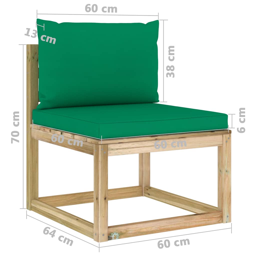Set Salotto Giardino con Cuscini 7 pz in Pino Impregnato