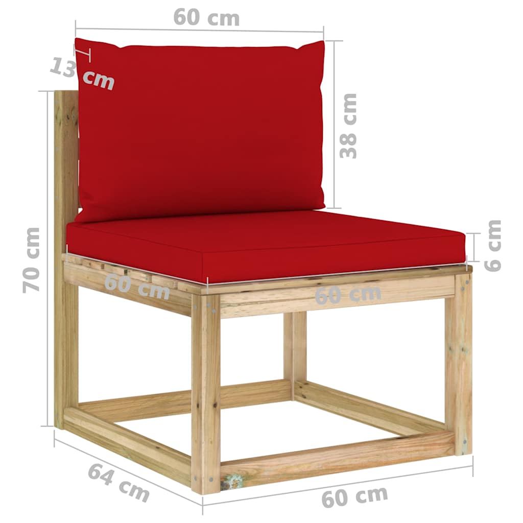 Set Divani da Giardino 6pz con Cuscini Legno di Pino Impregnato