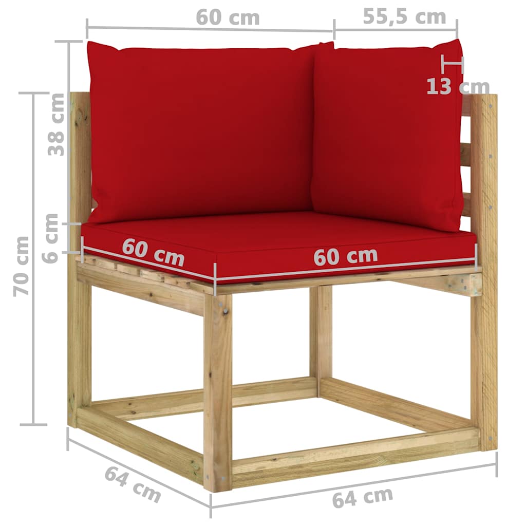 Set Salotto Giardino con Cuscini 7 pz in Pino Impregnato