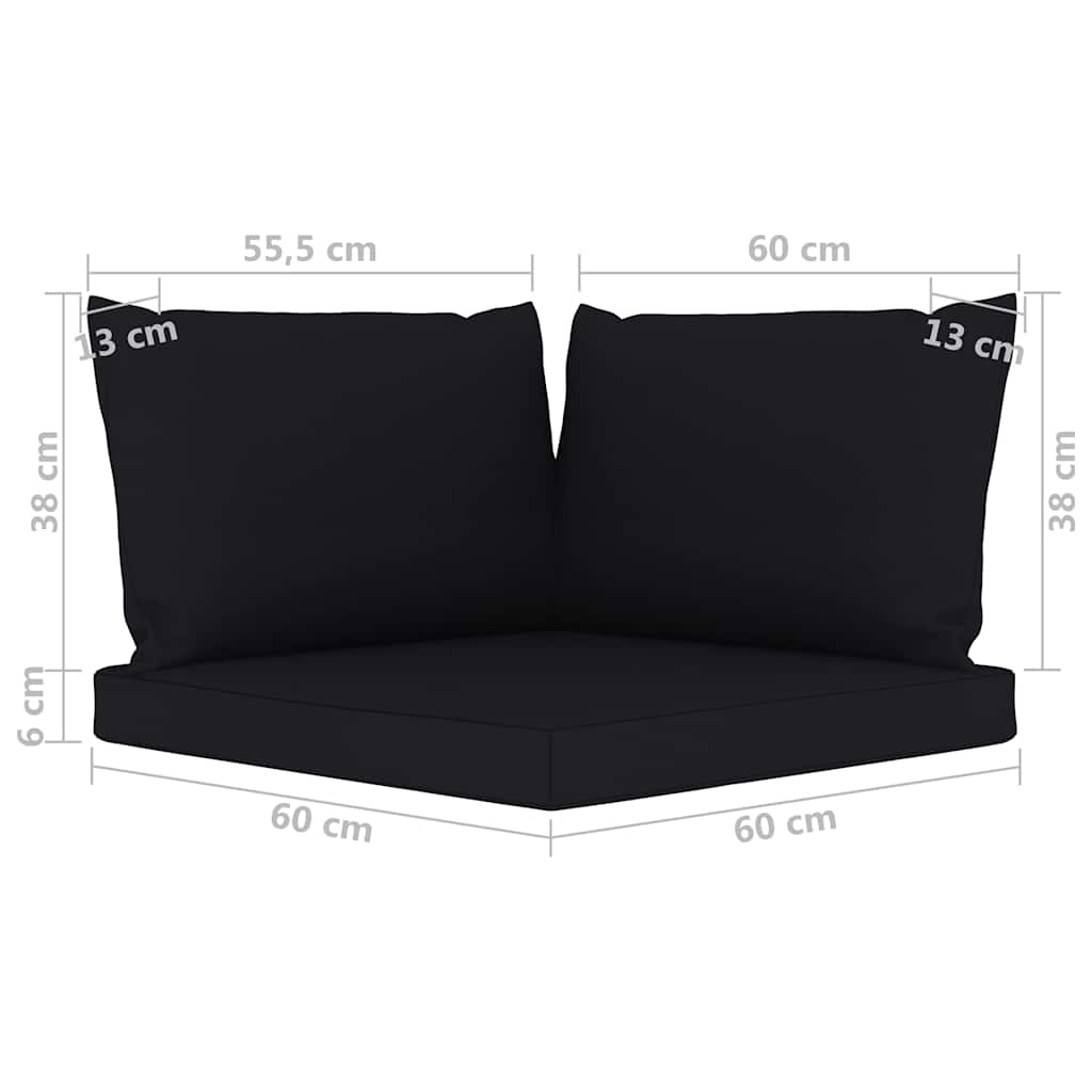 Set Salotto da Giardino 6 pz con Cuscini Neri