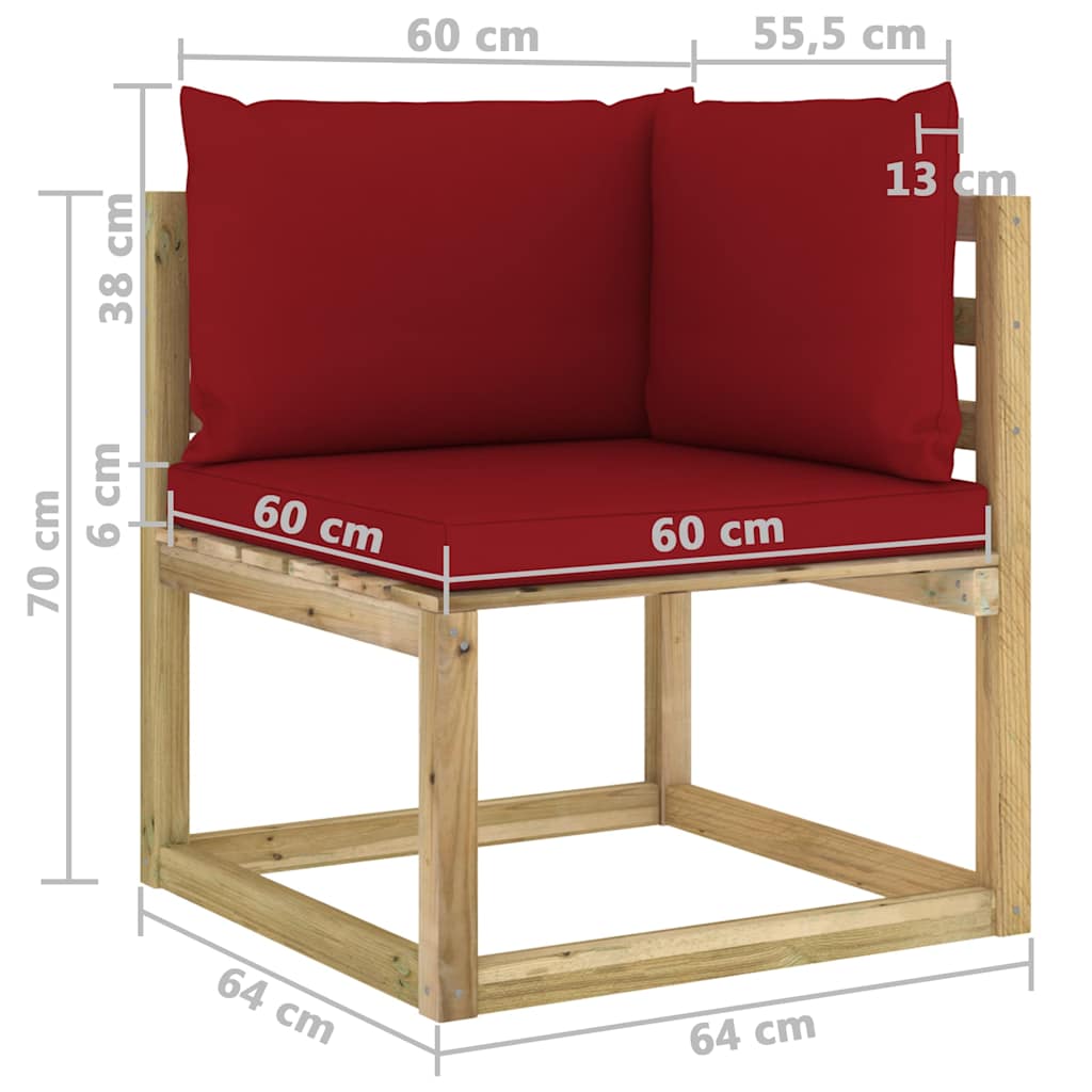 Set Divani da Giardino 6pz con Cuscini Legno di Pino Impregnato