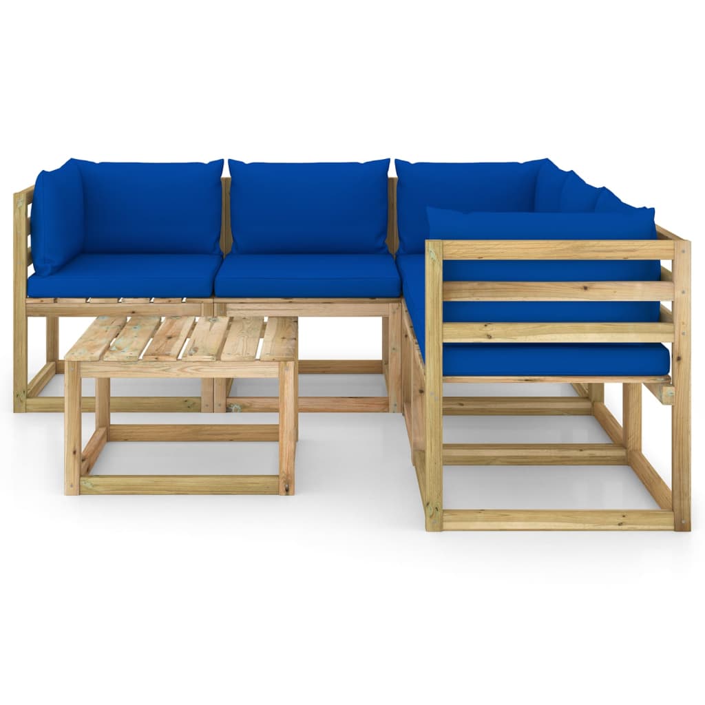 Set Divani da Giardino 6 pz con Cuscini Blu