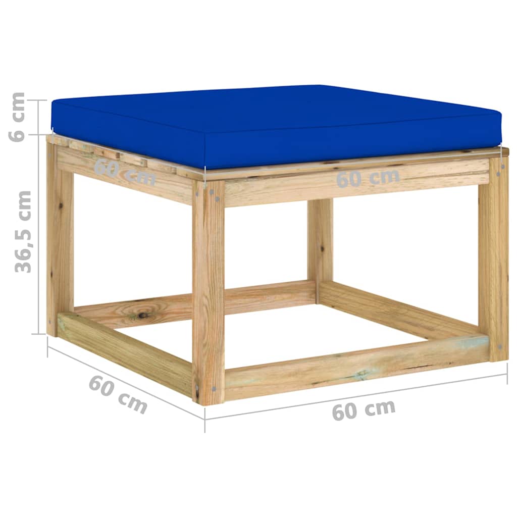 Set Salotto Giardino con Cuscini 7 pz in Pino Impregnato