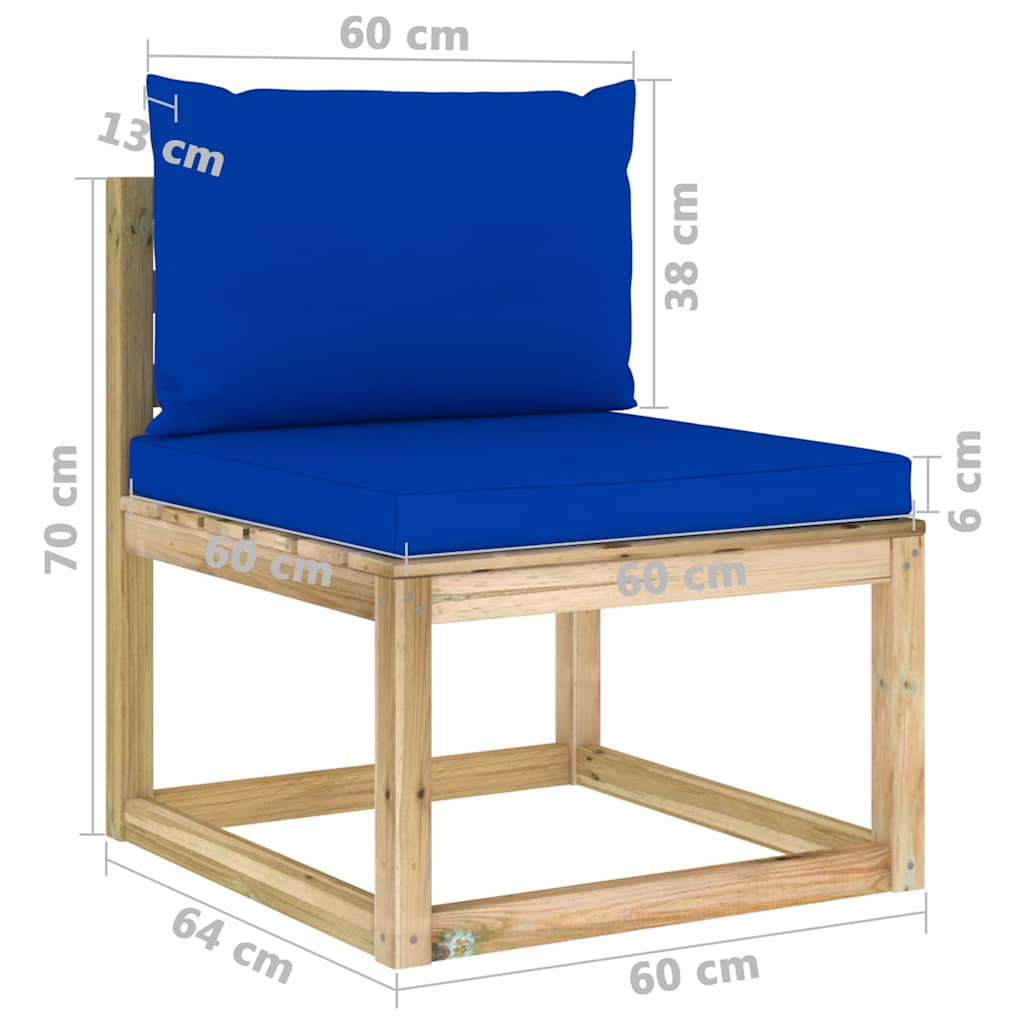 Set Salotto Giardino con Cuscini 7 pz in Pino Impregnato