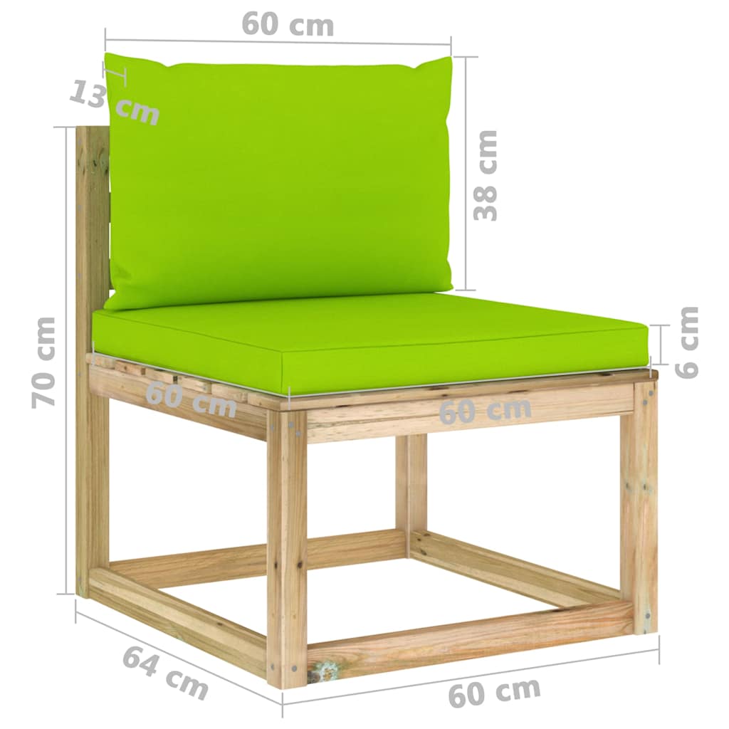 Set Divani da Giardino 7pz con Cuscini Legno di Pino Impregnato