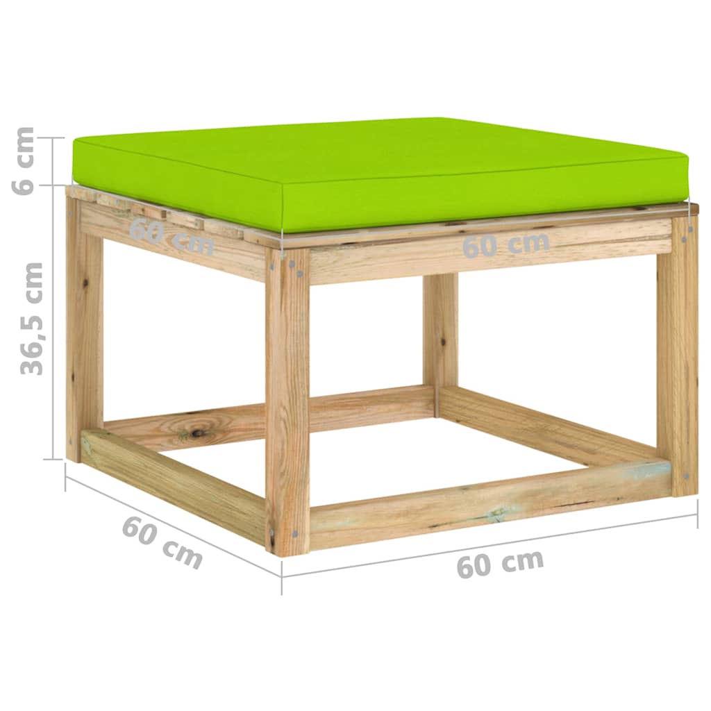 Set Divani da Giardino 7pz con Cuscini Legno di Pino Impregnato