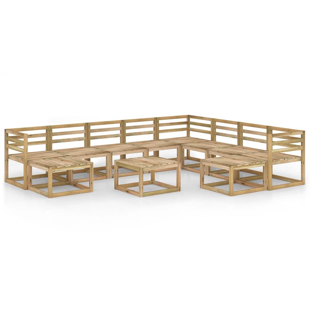 Set Divani da Giardino 11 pz in Legno di Pino Impregnato Verde