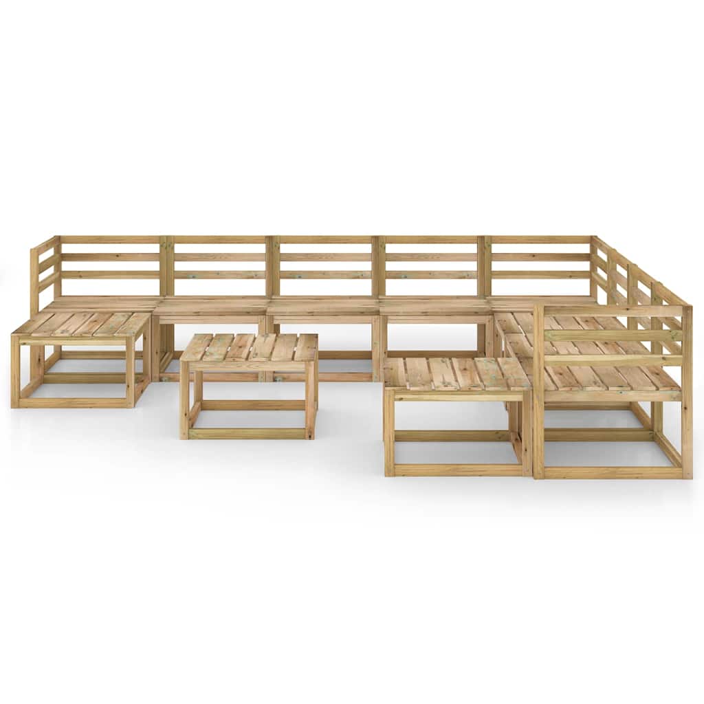 Set Divani da Giardino 11 pz in Legno di Pino Impregnato Verde