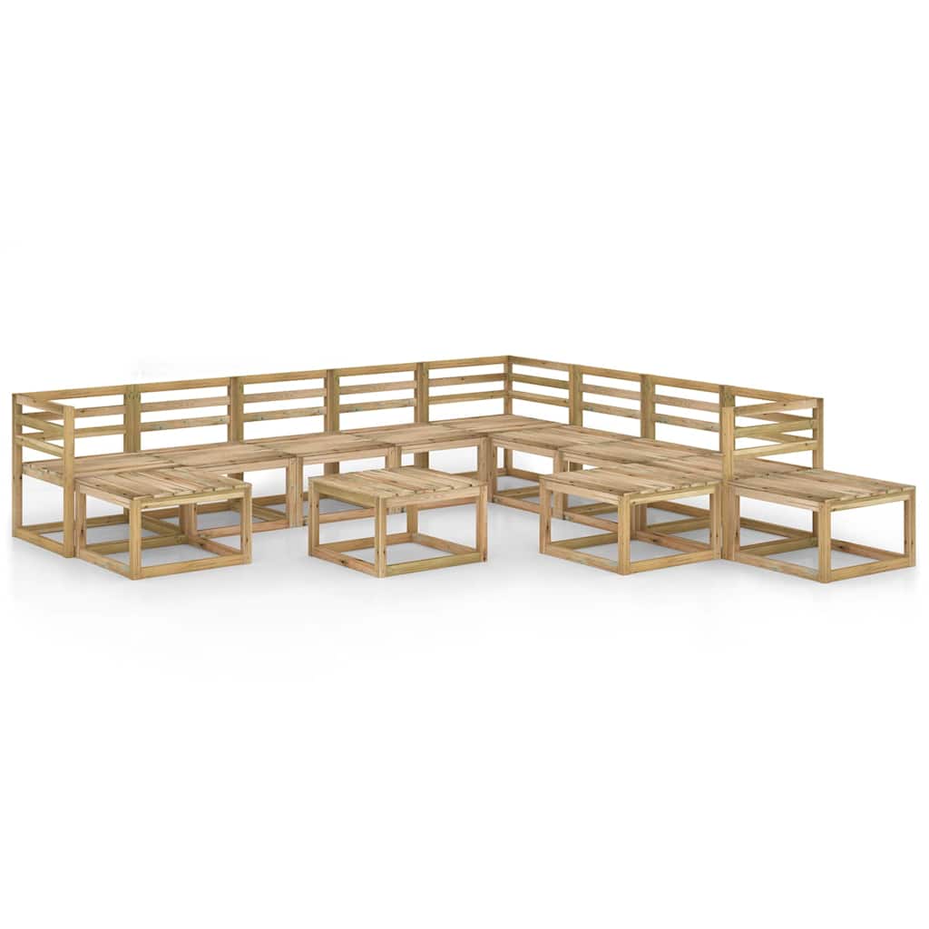 Set Divani da Giardino 12 pz in Legno di Pino Impregnato Verde