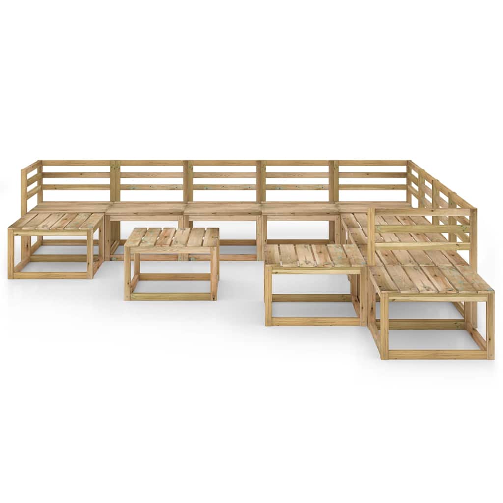 Set Divani da Giardino 12 pz in Legno di Pino Impregnato Verde