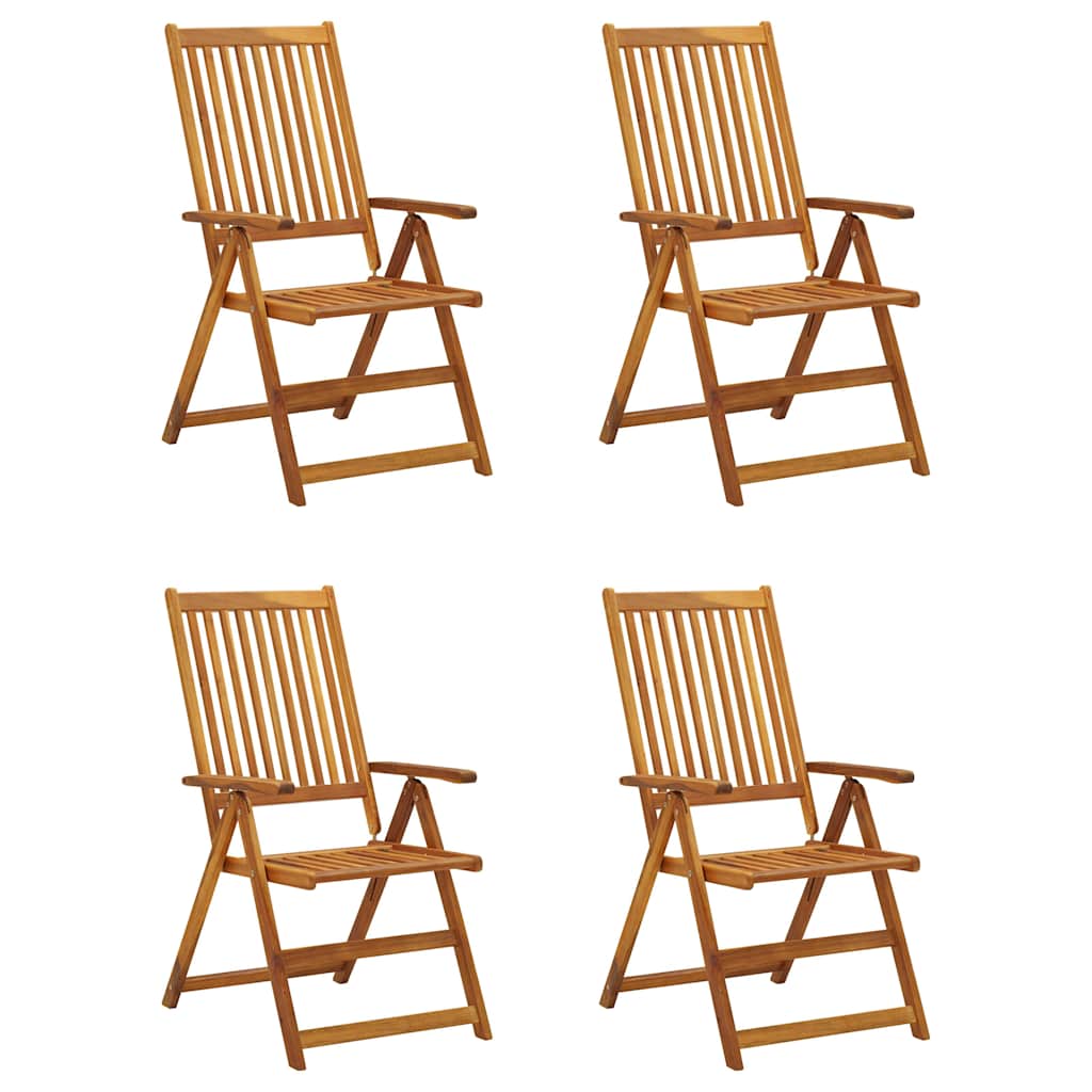 Sedie Reclinabili Pieghevoli 4 pz con Cuscini Massello Acacia