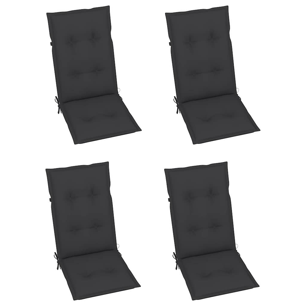 Set di 4 sedie pieghevoli reclinabili con cuscini, in legno massello di acacia.