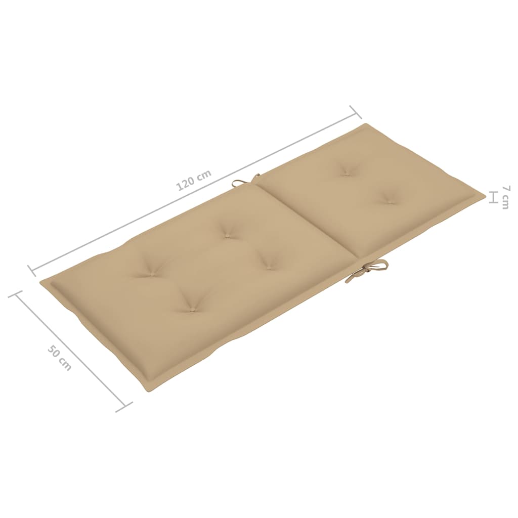 Set di 4 sedie pieghevoli reclinabili con cuscini, in legno massello di acacia.