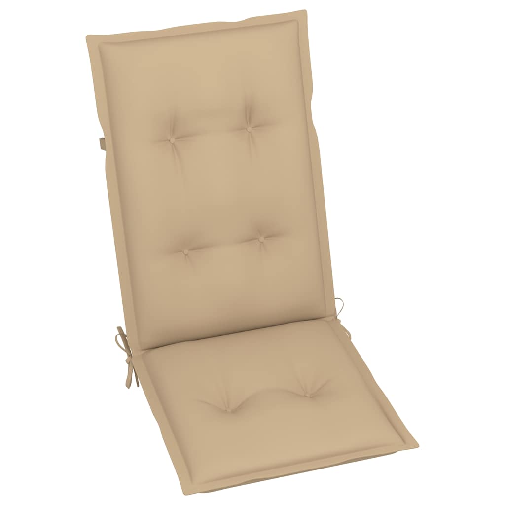 Set di 4 sedie pieghevoli reclinabili con cuscini, in legno massello di acacia.