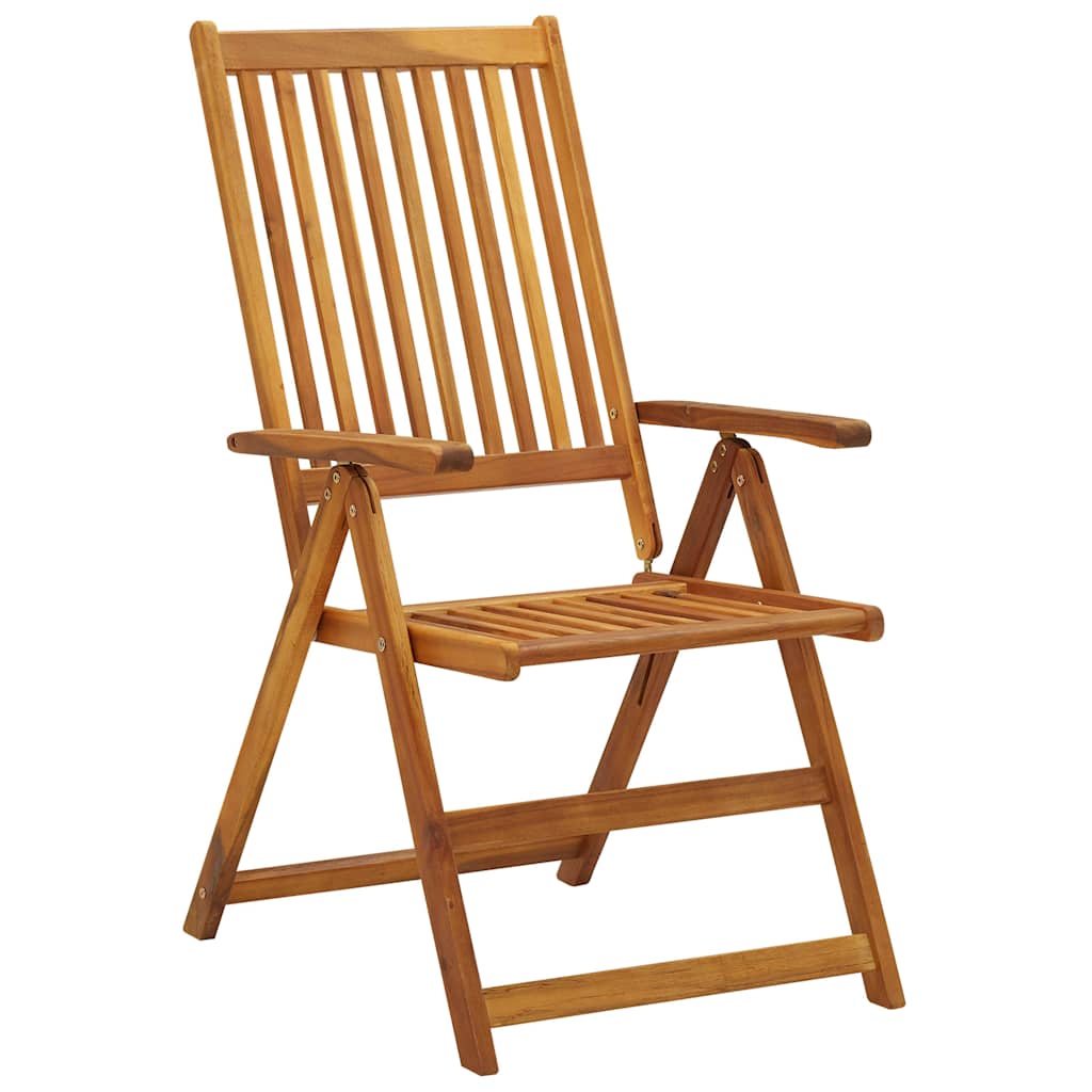 Set di 4 sedie pieghevoli reclinabili con cuscini, in legno massello di acacia.