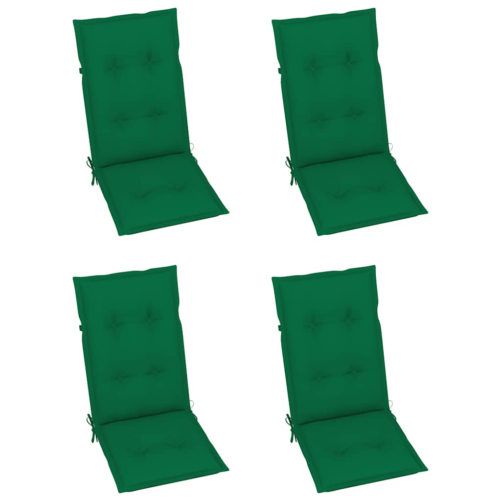Set di 4 sedie pieghevoli reclinabili con cuscini, in legno massello di acacia.