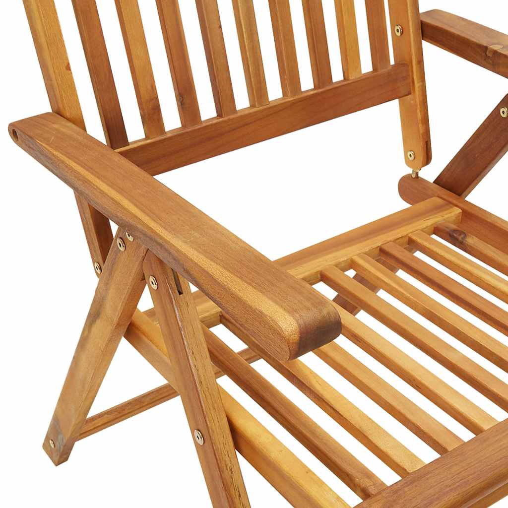 Set di 4 sedie pieghevoli reclinabili con cuscini, in legno massello di acacia.