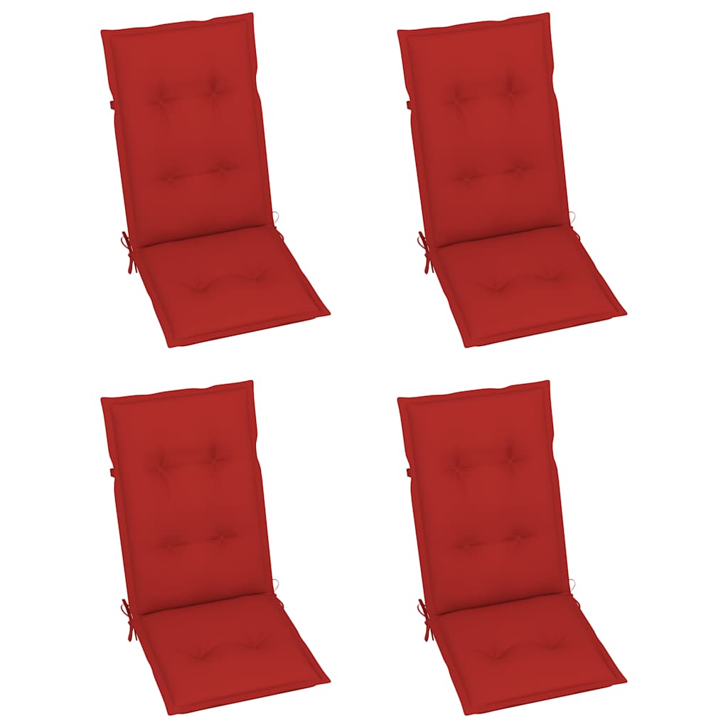Set di 4 sedie pieghevoli reclinabili con cuscini, in legno massello di acacia.