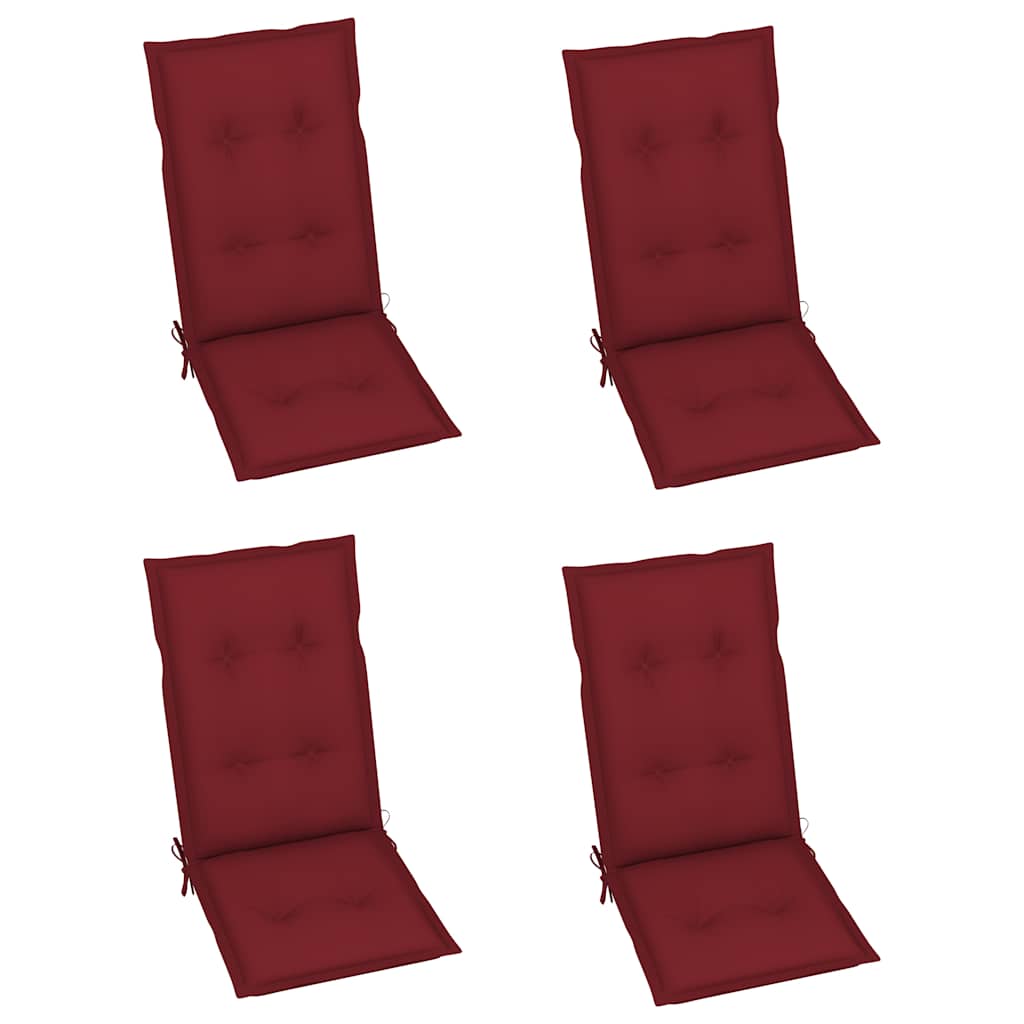 Set di 4 sedie pieghevoli reclinabili con cuscini, in legno massello di acacia.