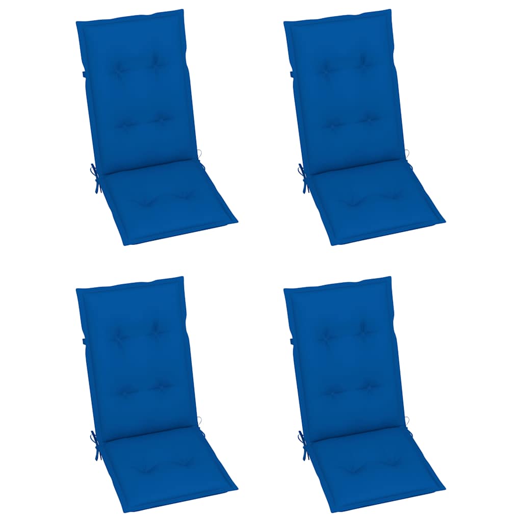Set di 4 sedie pieghevoli reclinabili con cuscini, in legno massello di acacia.